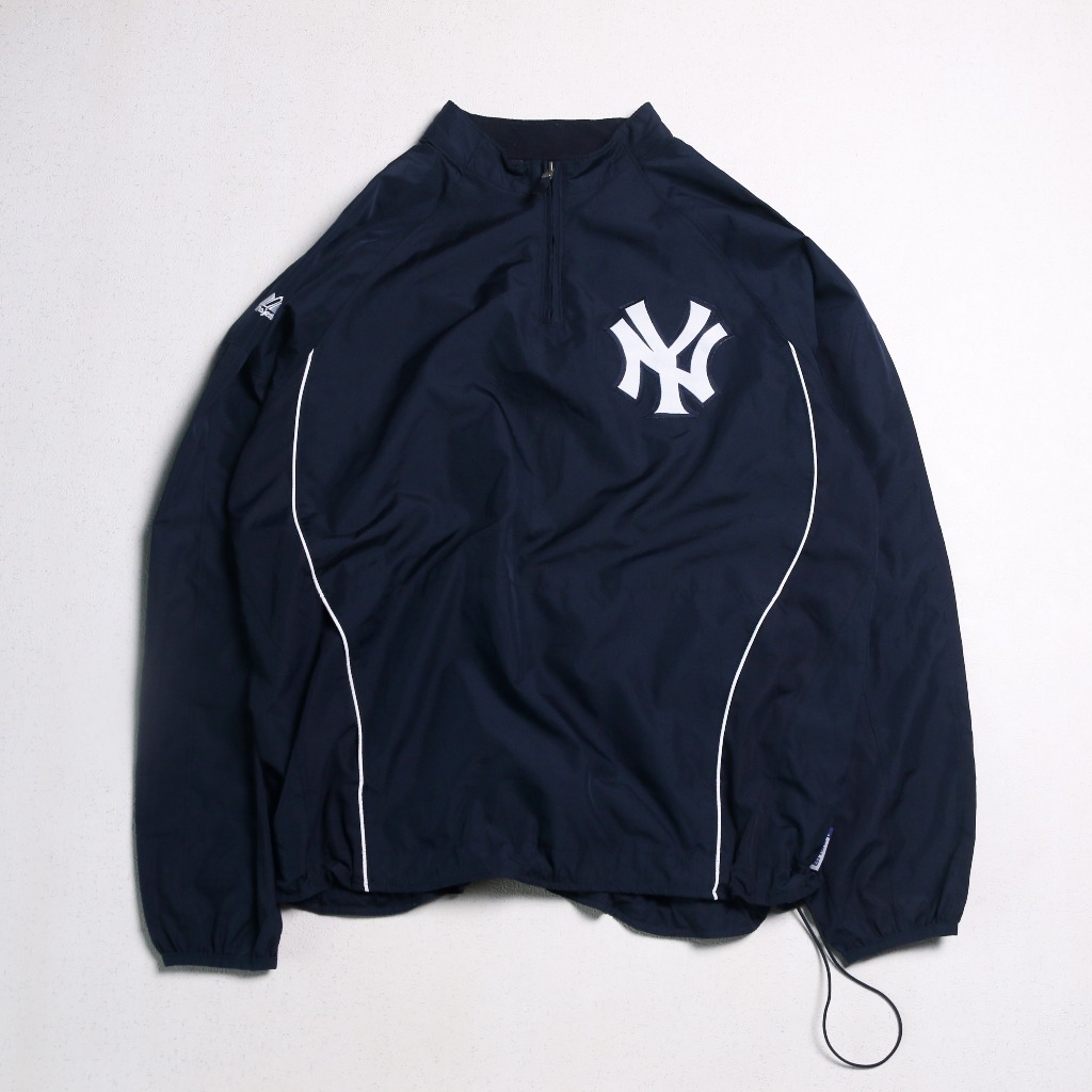 J.2 Majestic MLB NY Yankees Half Zip Jacket Navy