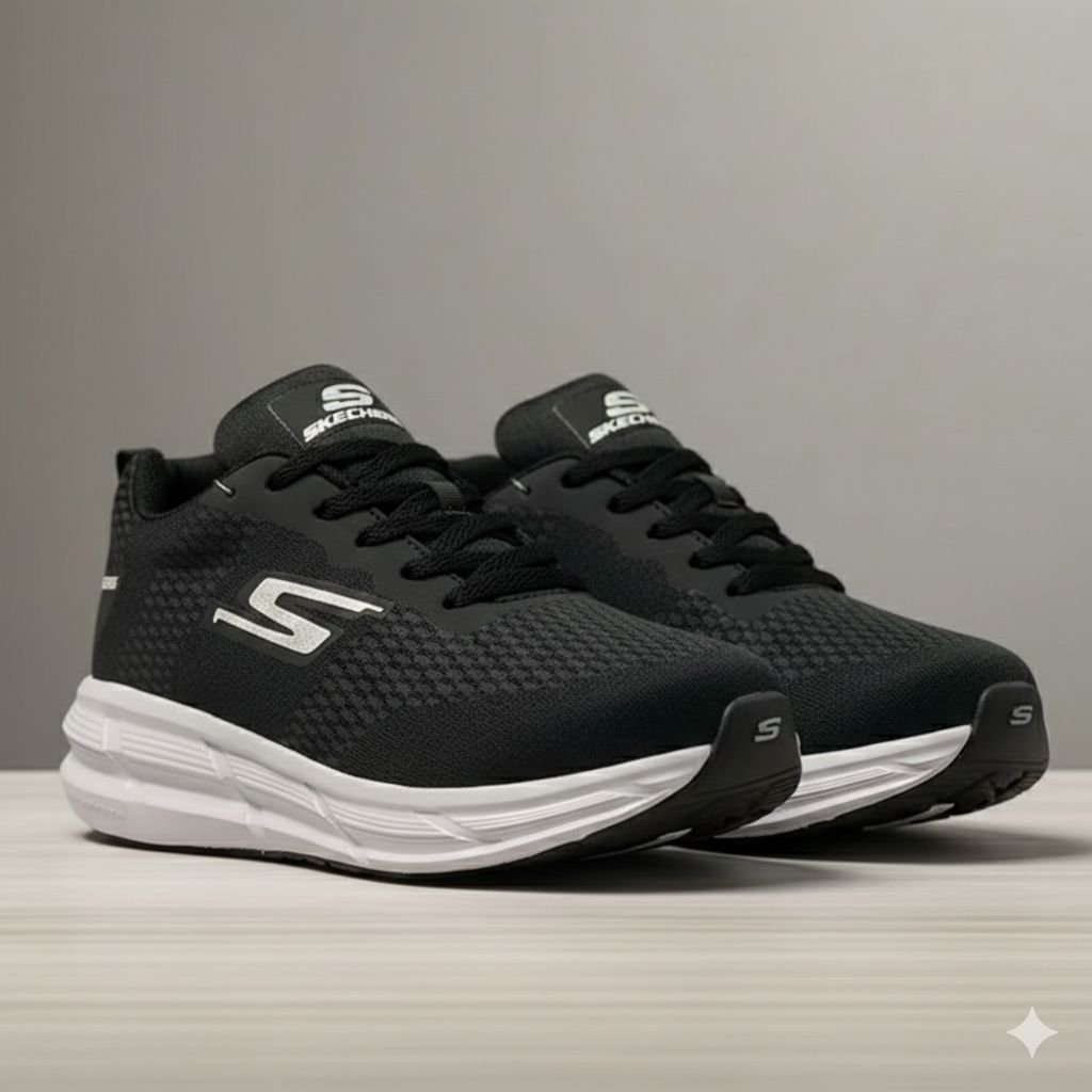 sepatu skechers pria dan wanita hitam putih