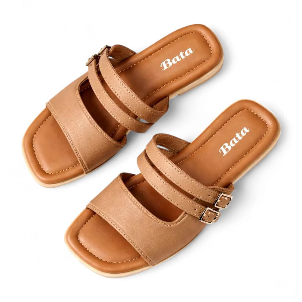 Sandal Wanita Teplek Bata Premium Wedges Platform Detail Gesper Elegan (Size 36-40)