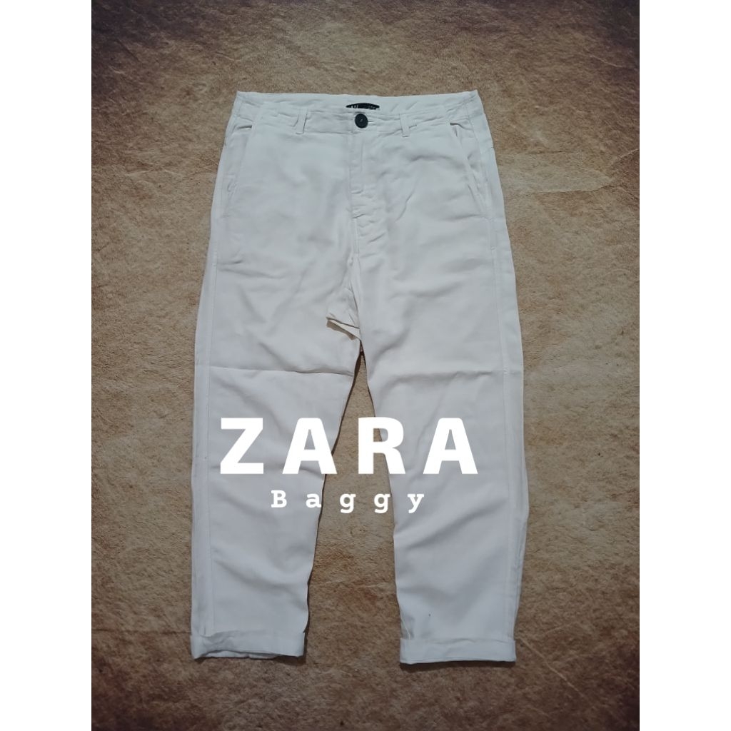 Celana keren ZARA baggy jeans bahan katun bekas pakai