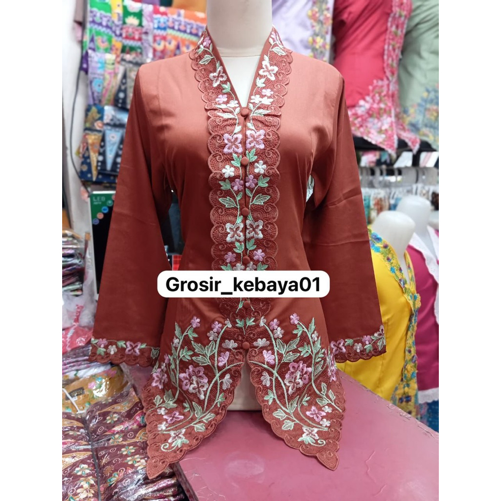 new atasan kebaya encim motif bunga terbaru kebaya kerja/kantor