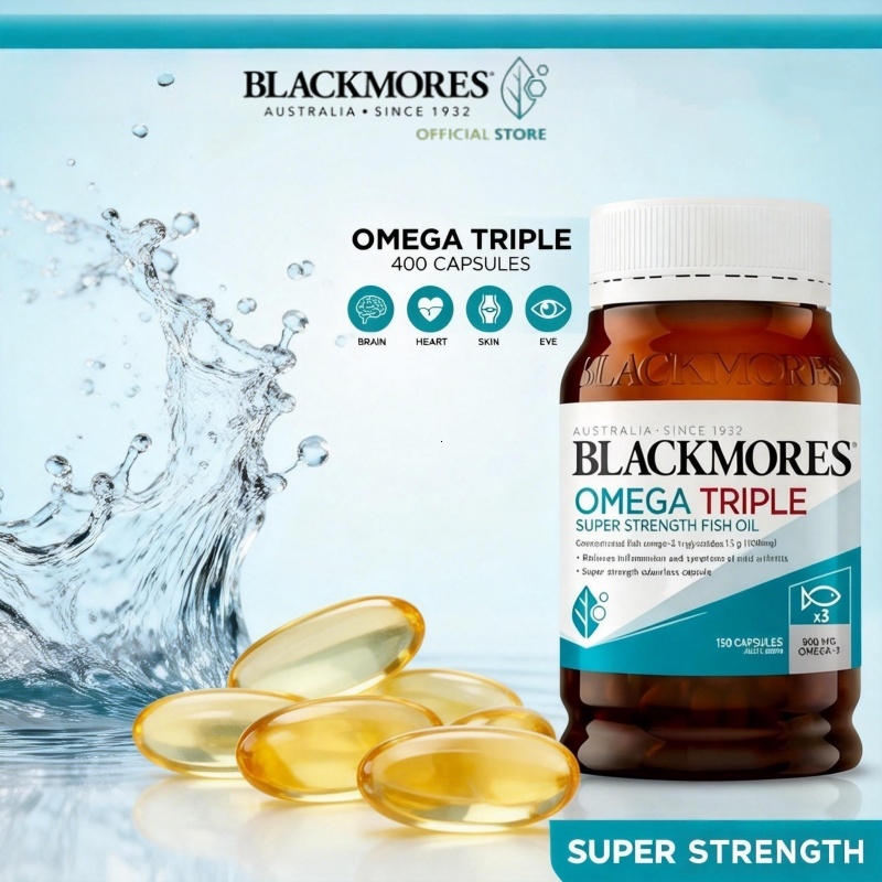 BLACKMORES Triple Fish Oil 150Kapsul Meredakan Peradangan DHA EPA AnakDewasa