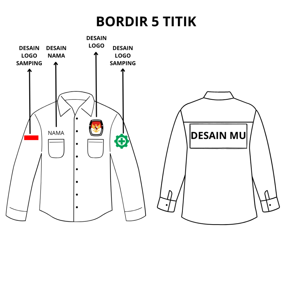 Bordir MTAC WTAC Kemeja Bordir Lengan Panjang dan Pendek untuk Seragam Wearpack Pria WTAC Lengan Pan