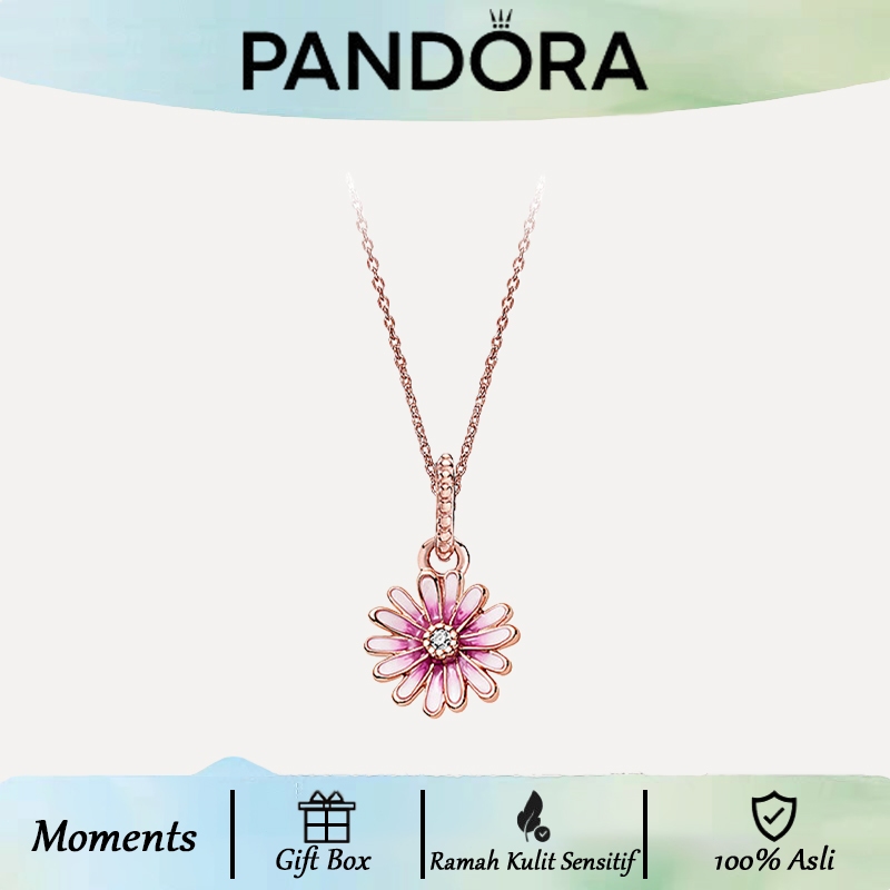 PANDORA Pink Daisy Flower Dangle Necklaces