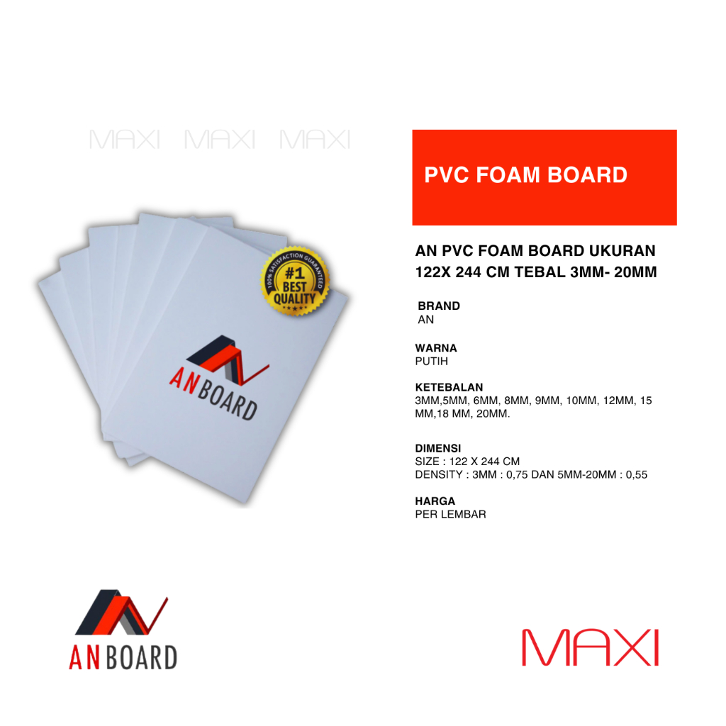 AN Board | AN PVC Board Lembaran | 122x 244 Cm | Tebal 3mm - 20 mm
