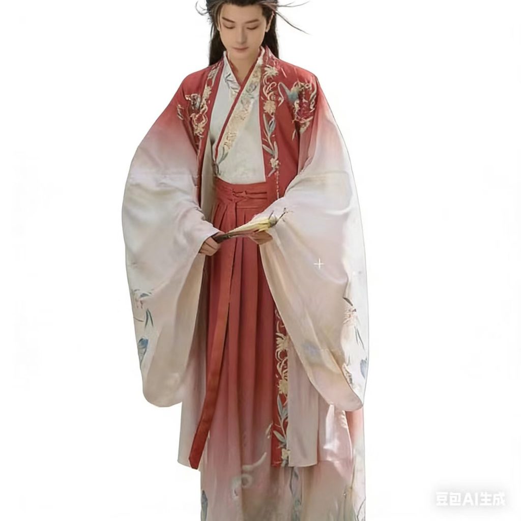 Pakaian Hanfu Pria, Kerah Silang Siswa Pemuda Cetak Pakaian Tradisional Cina Han