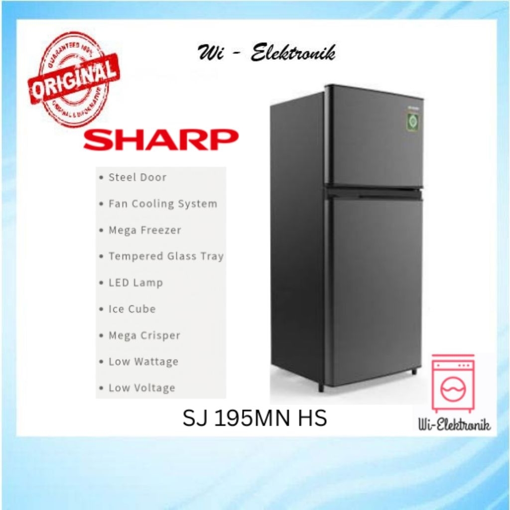 Kulkas 2 Pintu Sharp SJ 195MN HS Lemari Es 2Pintu SJ195MNHS 195 MN No Frost Kirei Series