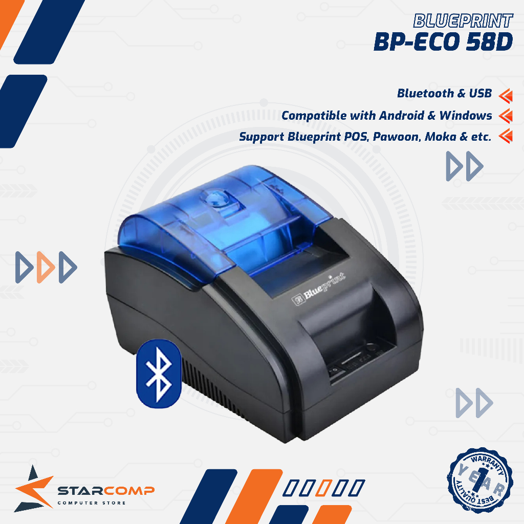 Blueprint BP-Eco 58D Printer Bluetooth Thermal Kasir Blueprint ECO 58D ( USB + BT + RJ11 )