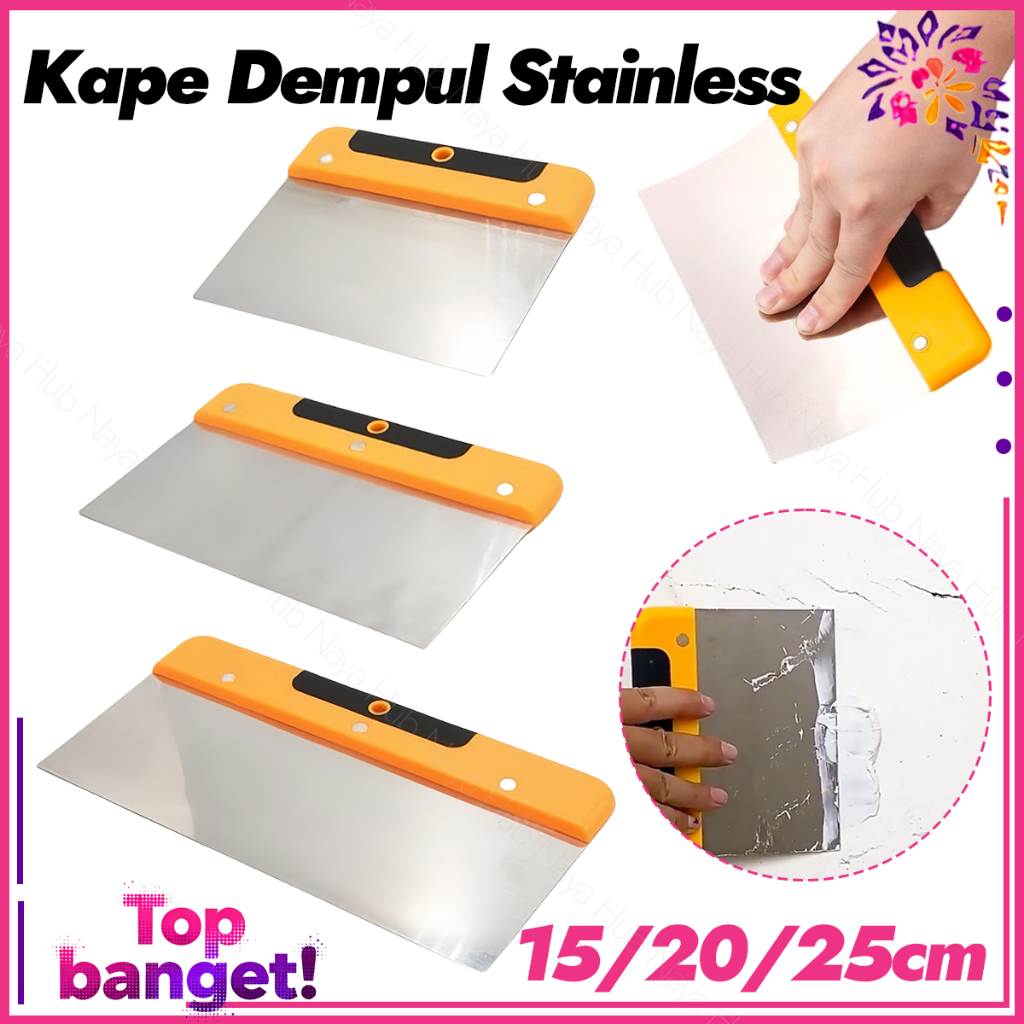 Kape Dempul Stainless 15/20/25cm Spatula Kape Cat Pisau Dempul Scraper Alat Spatula Pisau Skimming P
