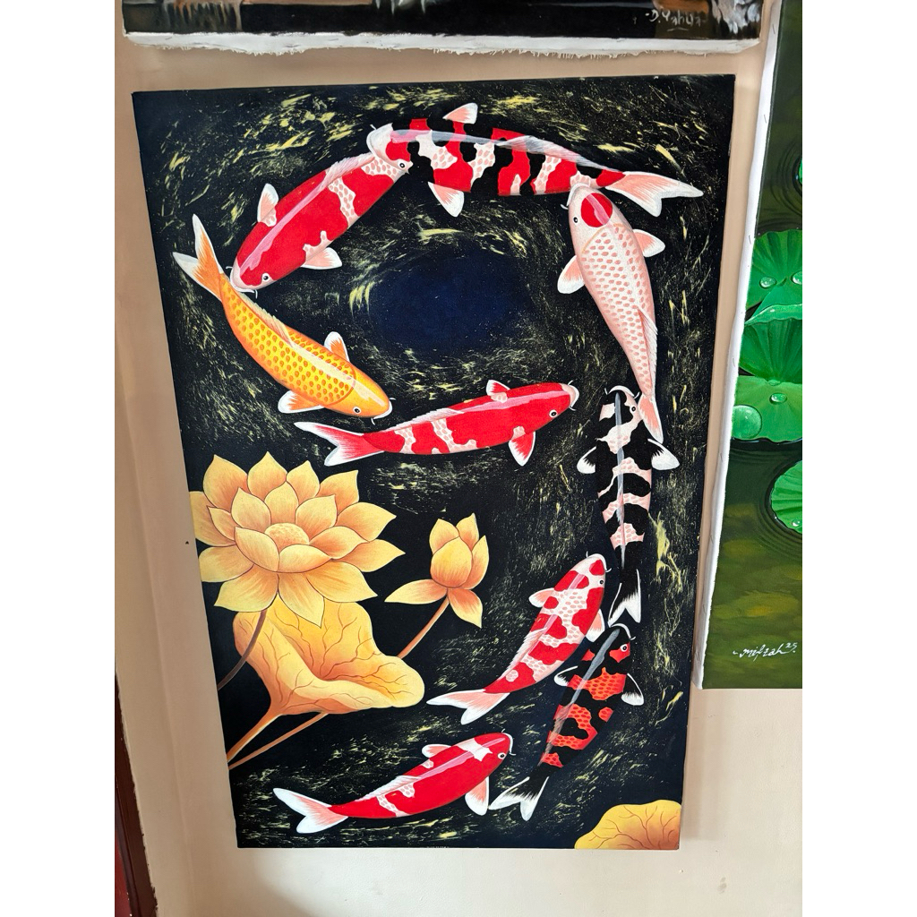 Lukisan ikan Koi angka 9 + Frame