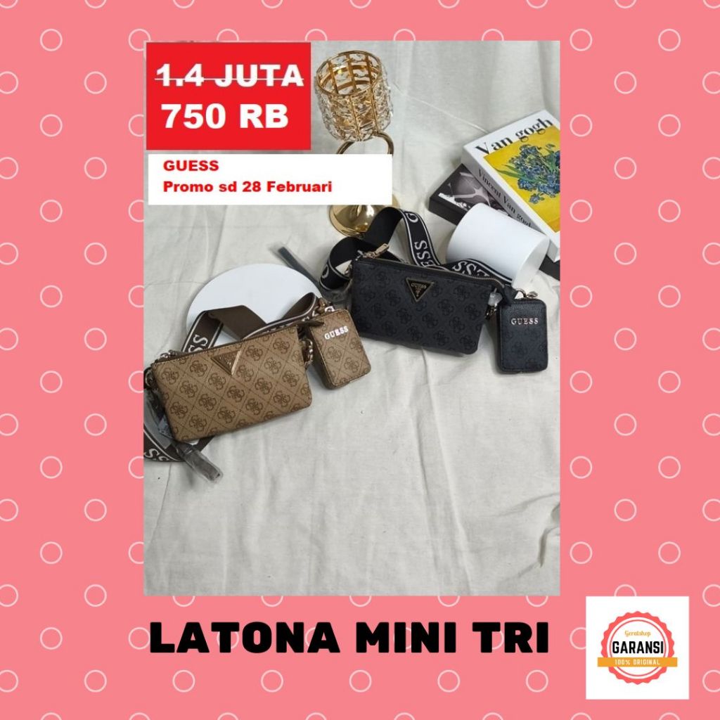 Tas sling bag wanita Guess seri LATONA MINI TRI 100% ORI