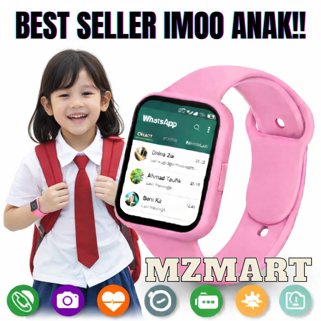 JAM TANGAN HP ANAK IMOO SMARTWATCH KIDS ANDROID KIDS 4G BISA WA Y68 D20 T500  ANTI AIR TELFON PESAN 