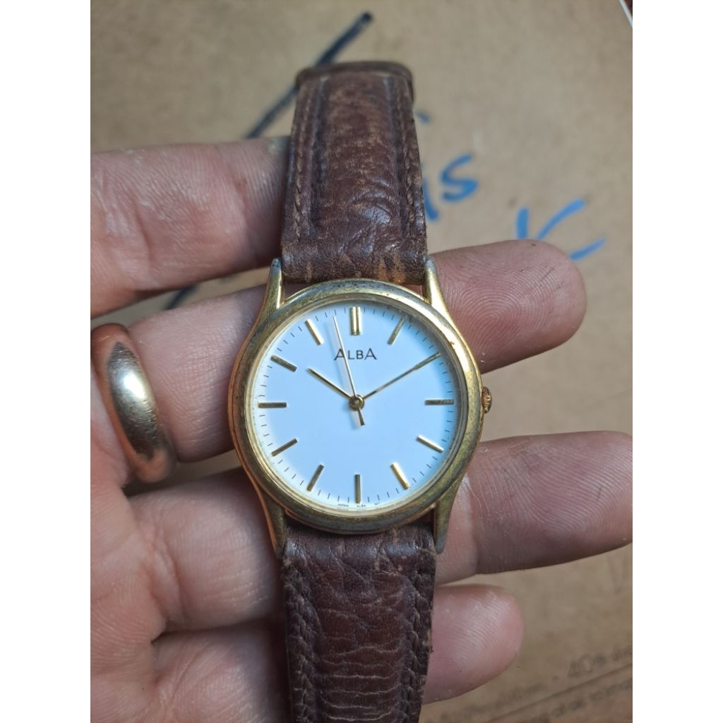 jam tangan second alba original gold plated