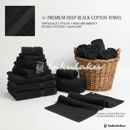 GROSIR 6 PCS Handuk Lotus Hitam Handuk Salon Handuk Murah