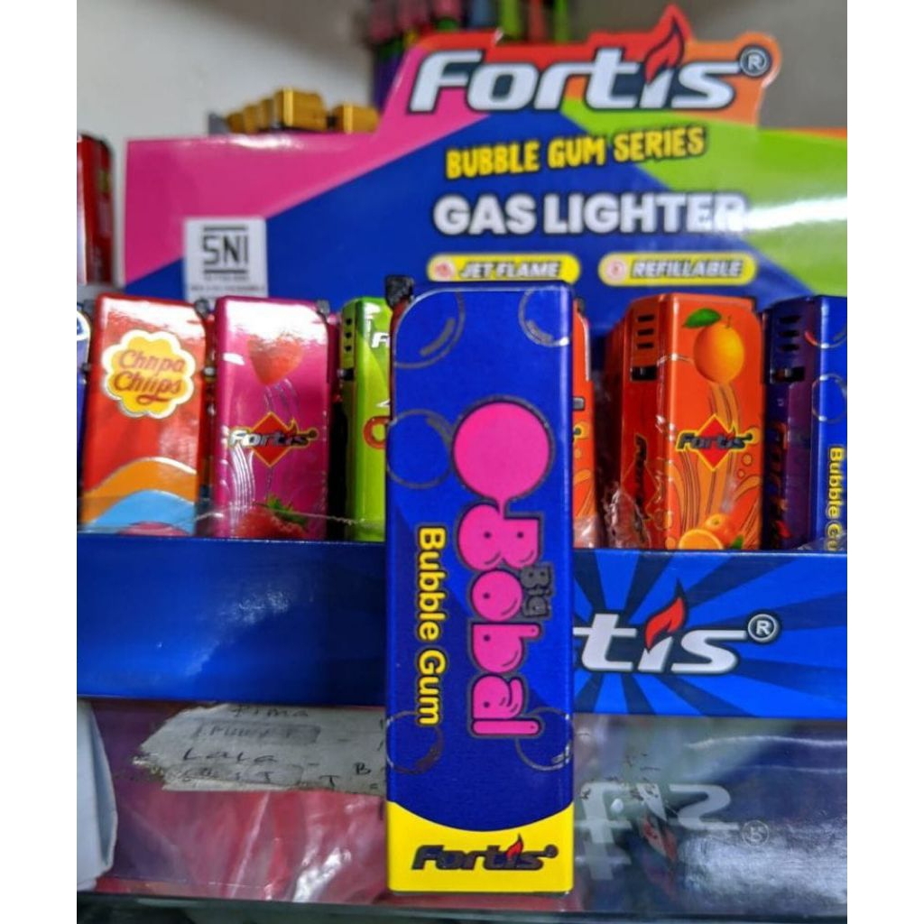 Korek Api Bara X Fortis Bubble Gum / Korek Gas Fortis Motif Permen karet