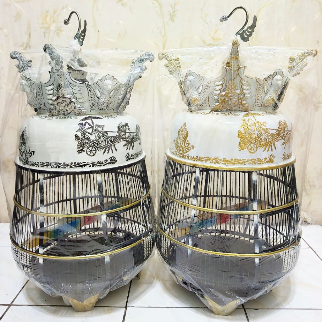 (INSTAN KURIR) Sangkar Perkutut Fiber Model Kembung Kates Mahkota Mayangkara Merak Motif Kereta