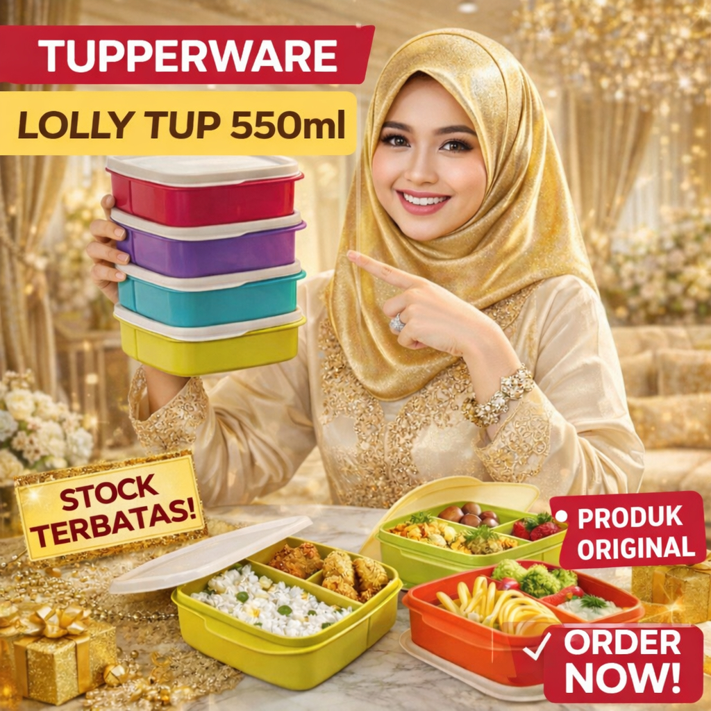 Tupperware Lolly Tup 550ml Original | Kotak Bekal Makan Praktis Anti Bocor | Tempat Nasi Dewasa Este