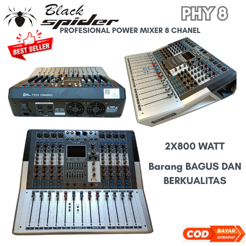 Power Mixer Audio Black Spider PHY-8 New Mixer Power 8 Channel phy8 blackspider