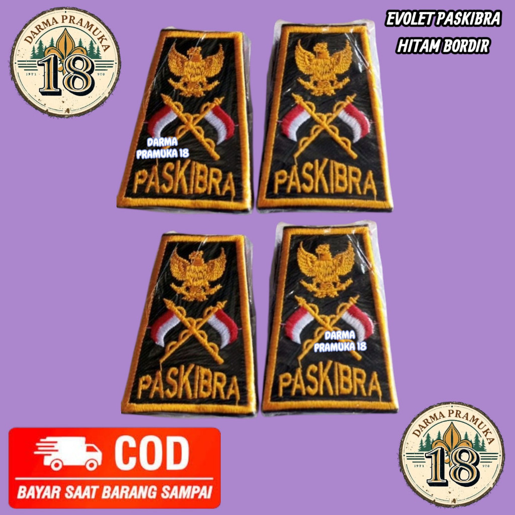 Evolet Paskibra Pangkat Evolet Paskibra Hitam Bordir Sepasang