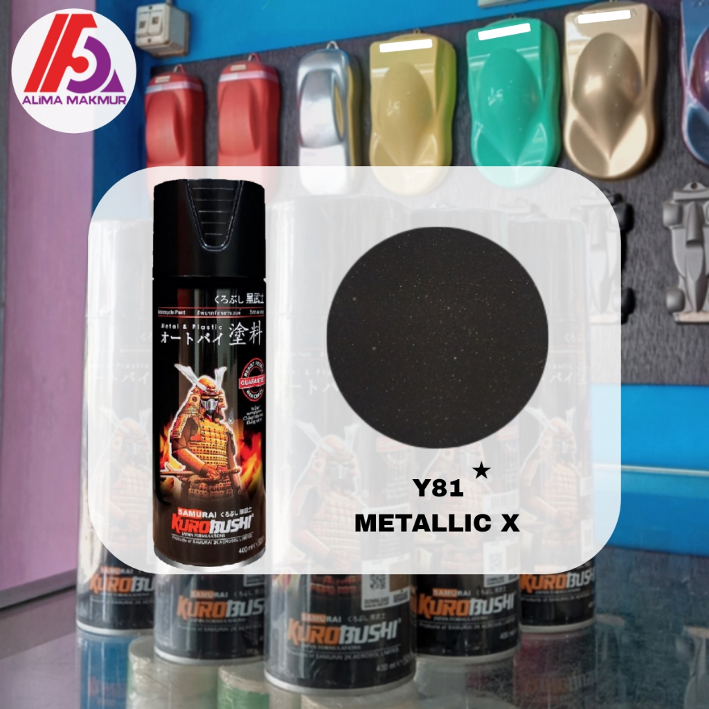 Samurai Y81 Metallic X 400ml / Pilok Samurai Hitam Metalik / Cat Semprot Hitam Samurai