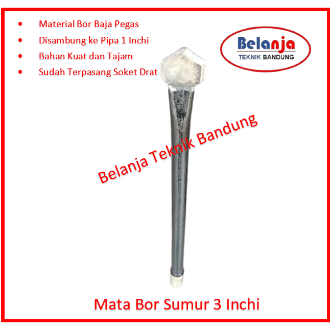 Mata Bor Sumur Manual 3 Inchi untuk Gali Sumur Air dengan Ujung Sangat Tajam dan Kuat