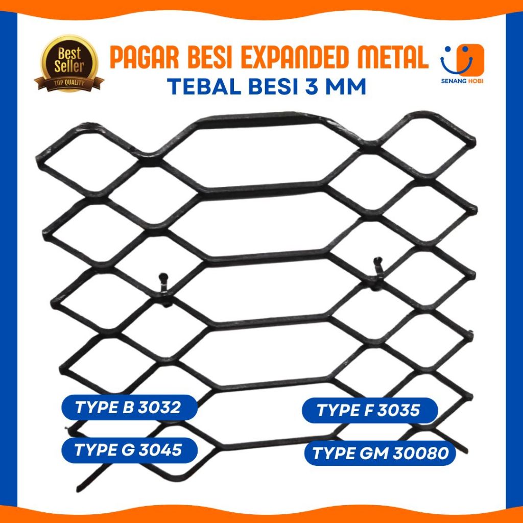 Pagar Besi Expanded Metal Tebal 3mm Ukuran 1,2 x 2,4 meter | Tipe B 3032 - F 3035 - G 3045 - GM 3008