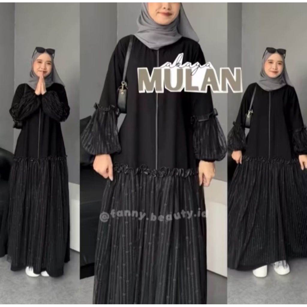 MULAN ABAYA BRUKAT HITAM ABAYA GAMIS MURAH