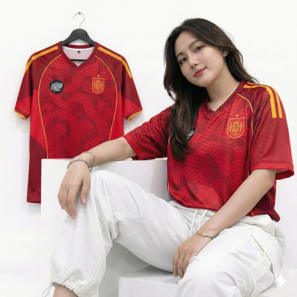 Jersey Fantasy Spanyol Desain Merah Premium  | Cocok Futsal & Training