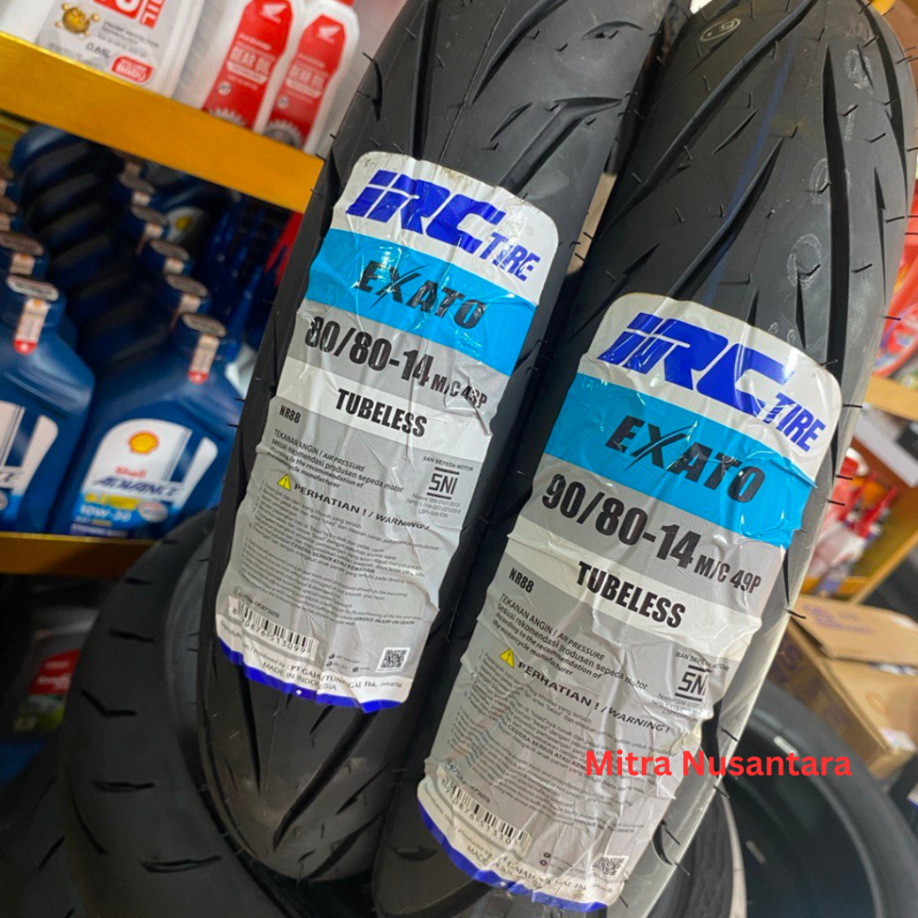 1SET Ban IRC TUBLES 80/80-14, 90/80-14 EXATO, TUBELESS Ban Motor GEAR 125, BEAT, MIO, VARIO 125, X R