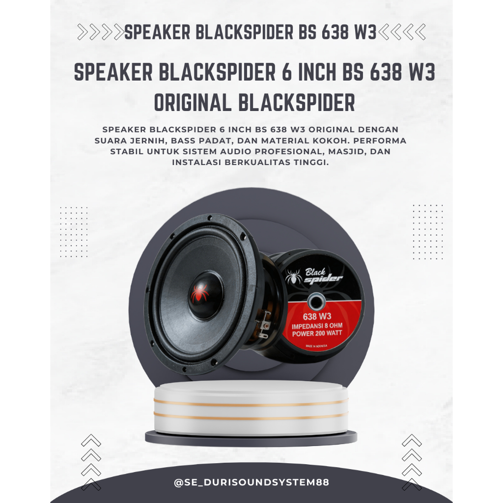 Speaker Black Spider 6 Inch BS 638W3 Black Spider Original Suara Jernih (Original Black Spider) bisa