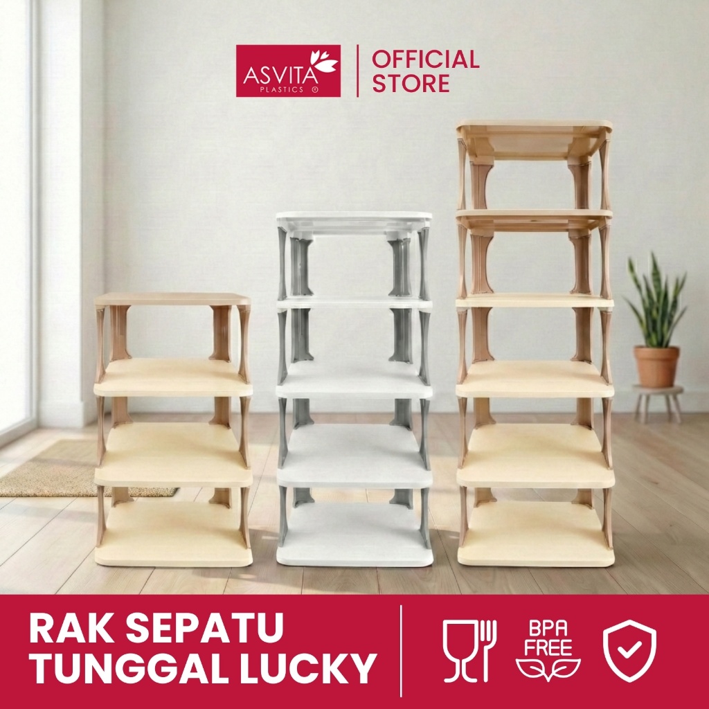 ASVITA Rak Sepatu Lucky Plastik Shoe Organizer 4, 5, 6 Susun RSL 389