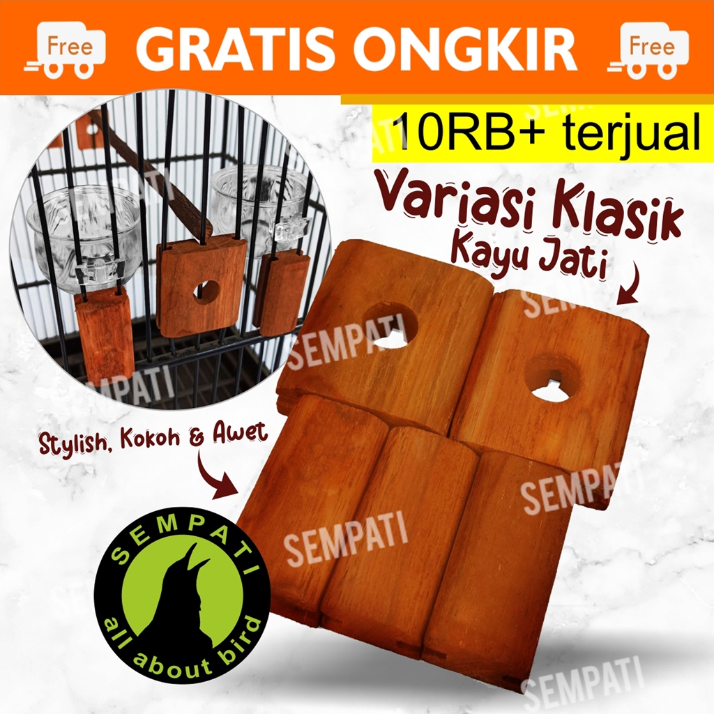SEMPATI Variasi Sangkar Murai Batu Kotak Pleci Kayu Jati Vernish Aksesoris Sangkar Kandang Burung Mu