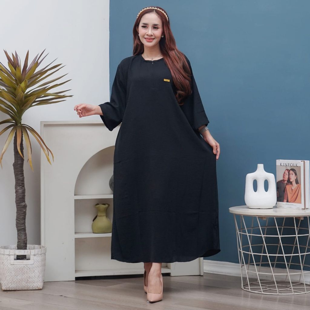 Daster Crinkle Premium – Dress Muslimah Polos Busui Friendly