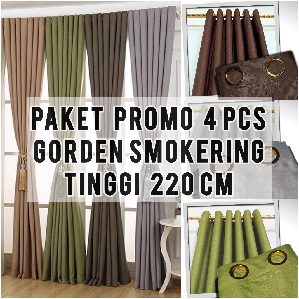 PROMO 4 PCS GORDEN JENDELA DAN PINTU MINIMALIS SMOKRING 10 LUBANG