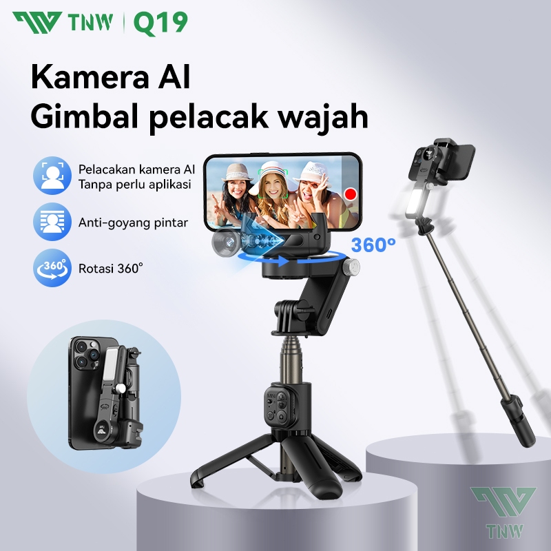 TNW-Q19 Gimbal Stabilizer Handphone Gimbal Hp Stabilizer Tongsis Hp Bluetooth Tripod