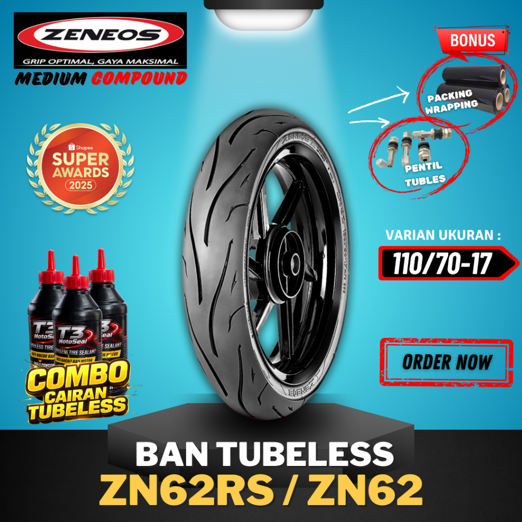 .[READY COD] BAN ZENEOS ZN62RS / ZN62 RING 17 110/70-17 / BAN TUBELESS ZENEOS RING 17 /  BAN MOTOR B