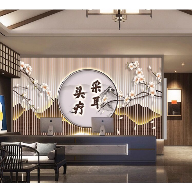 Cina baru saluran dinding kain perawatan kepala toko ceruk kertas dinding ruang teh salon kecantikan