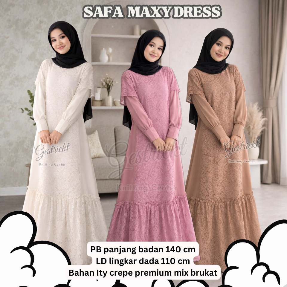 Safa Gamis Brukat / Gamis Brukat Mewah Jumbo Kekinian Sava Maxy Ld 140