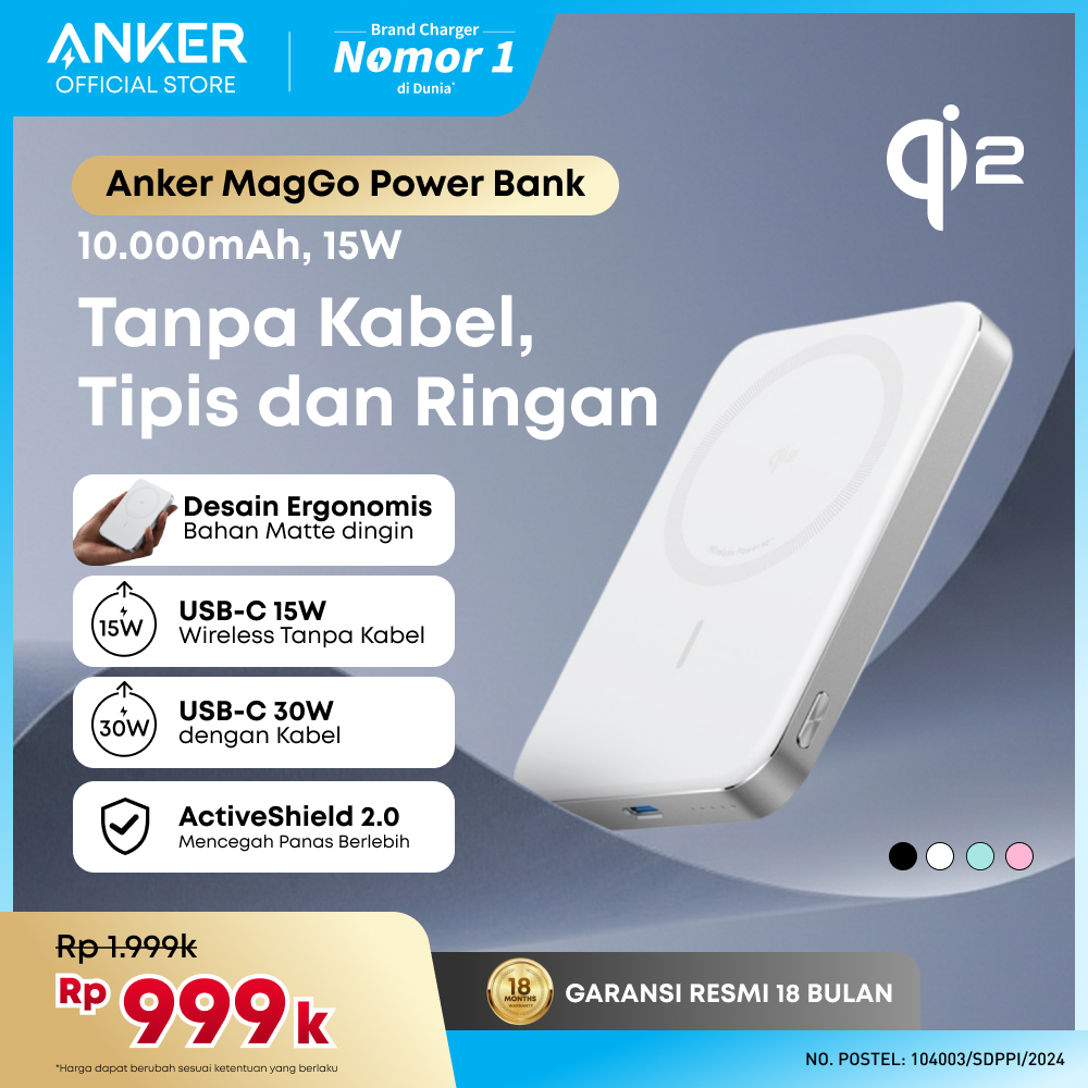 Anker MagGo Wireless Power Bank Magnetic Magsafe 15W Ultra slim, Qi2 Fast Charging Type C PD 10000 m