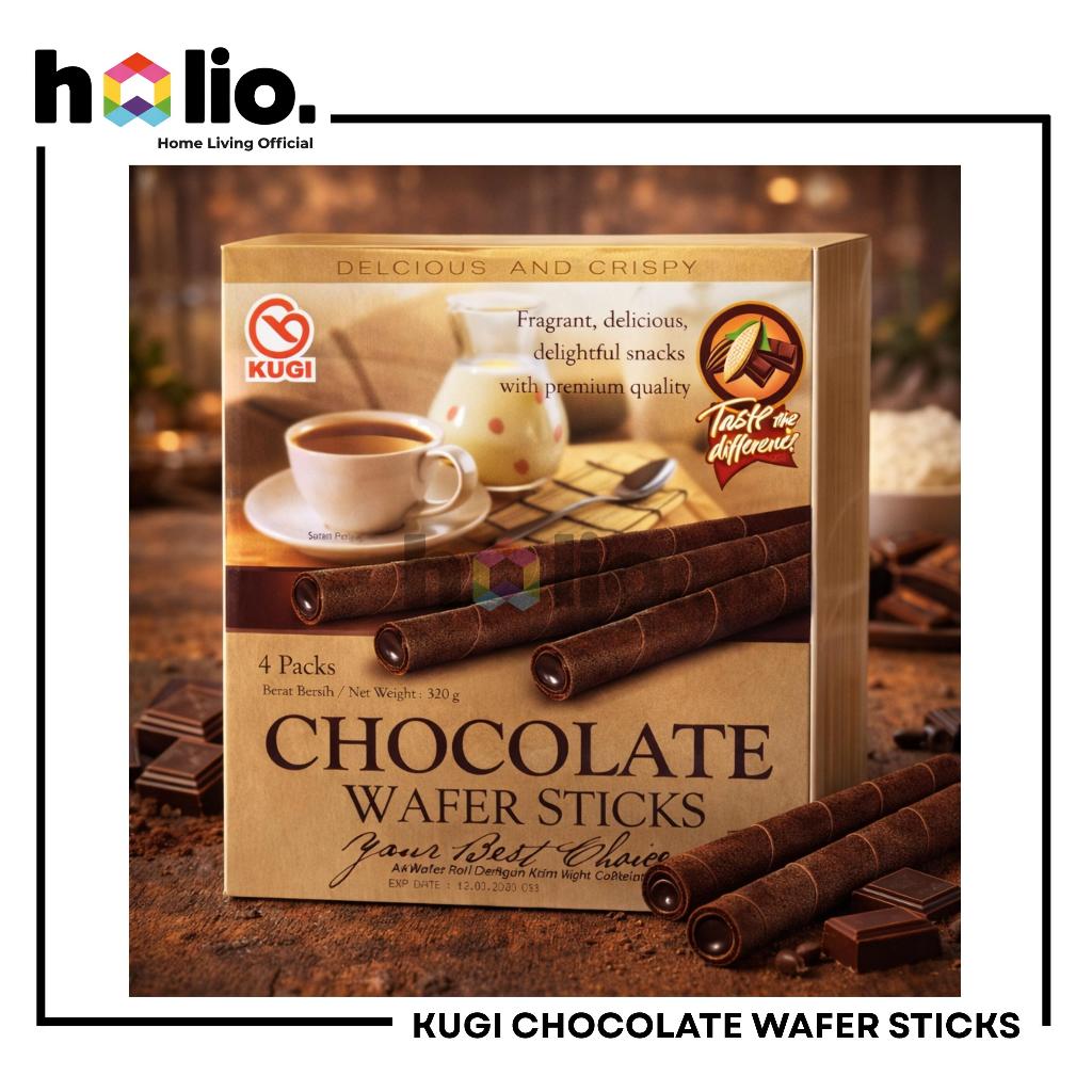 Holio Gloria Kugi Wafer Stick 320gr Per Pcs – Varian Coklat & Vanila Snack Renyah Gurih