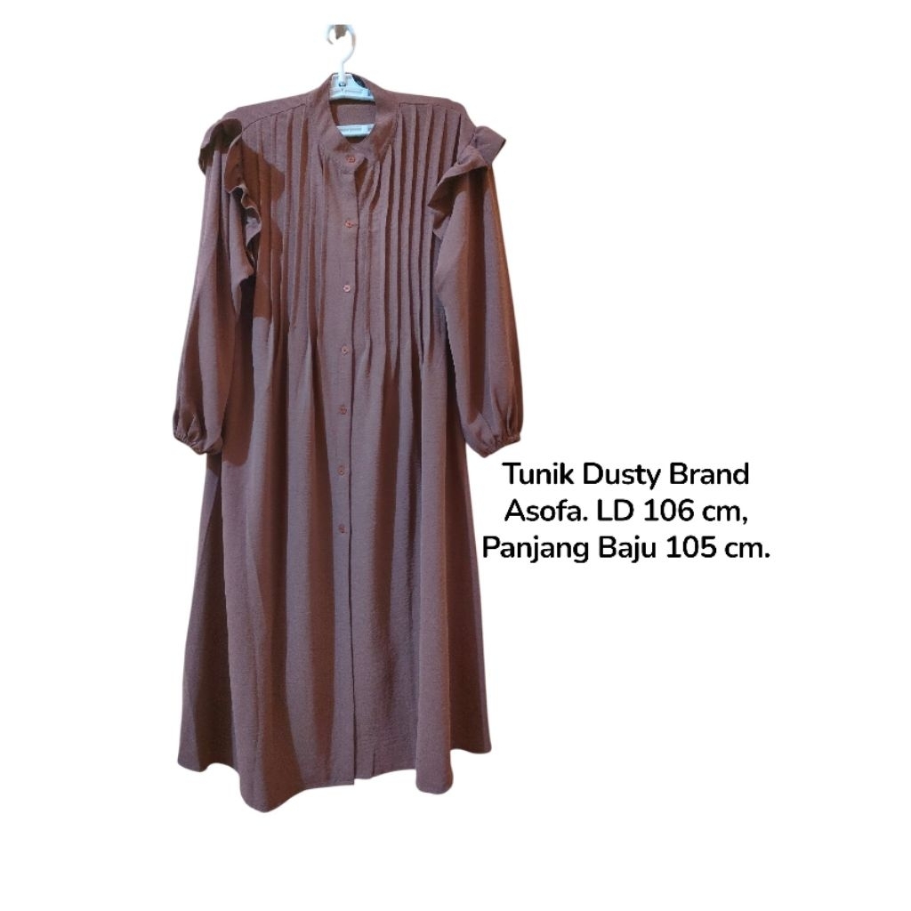 PL Pribadi Tunik Dusty Brand Asofa. LD 106 cm, Panjang Baju 105 cm.