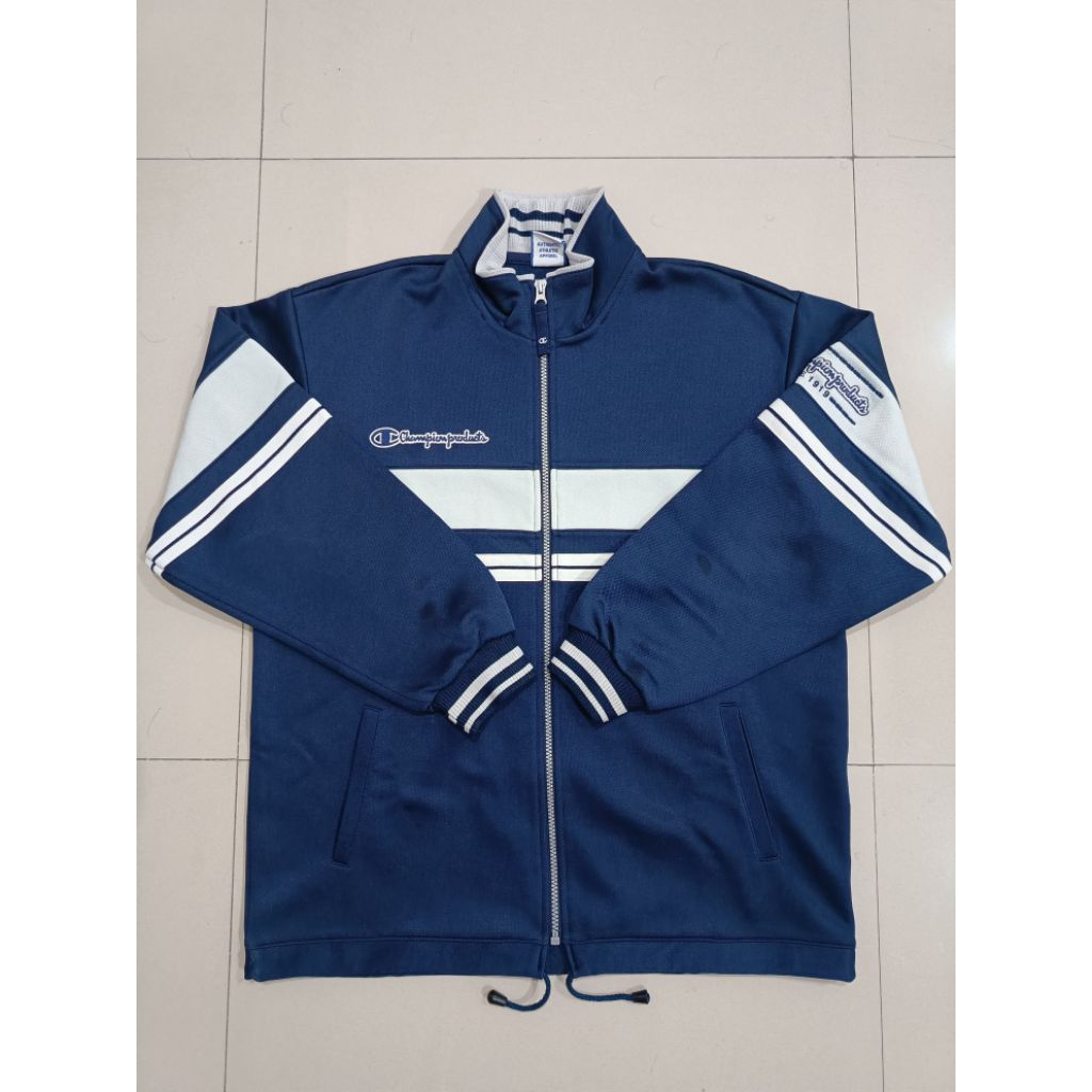 Jaket Tracktop Vintage - Champion Stripe Jaspo - Navy White