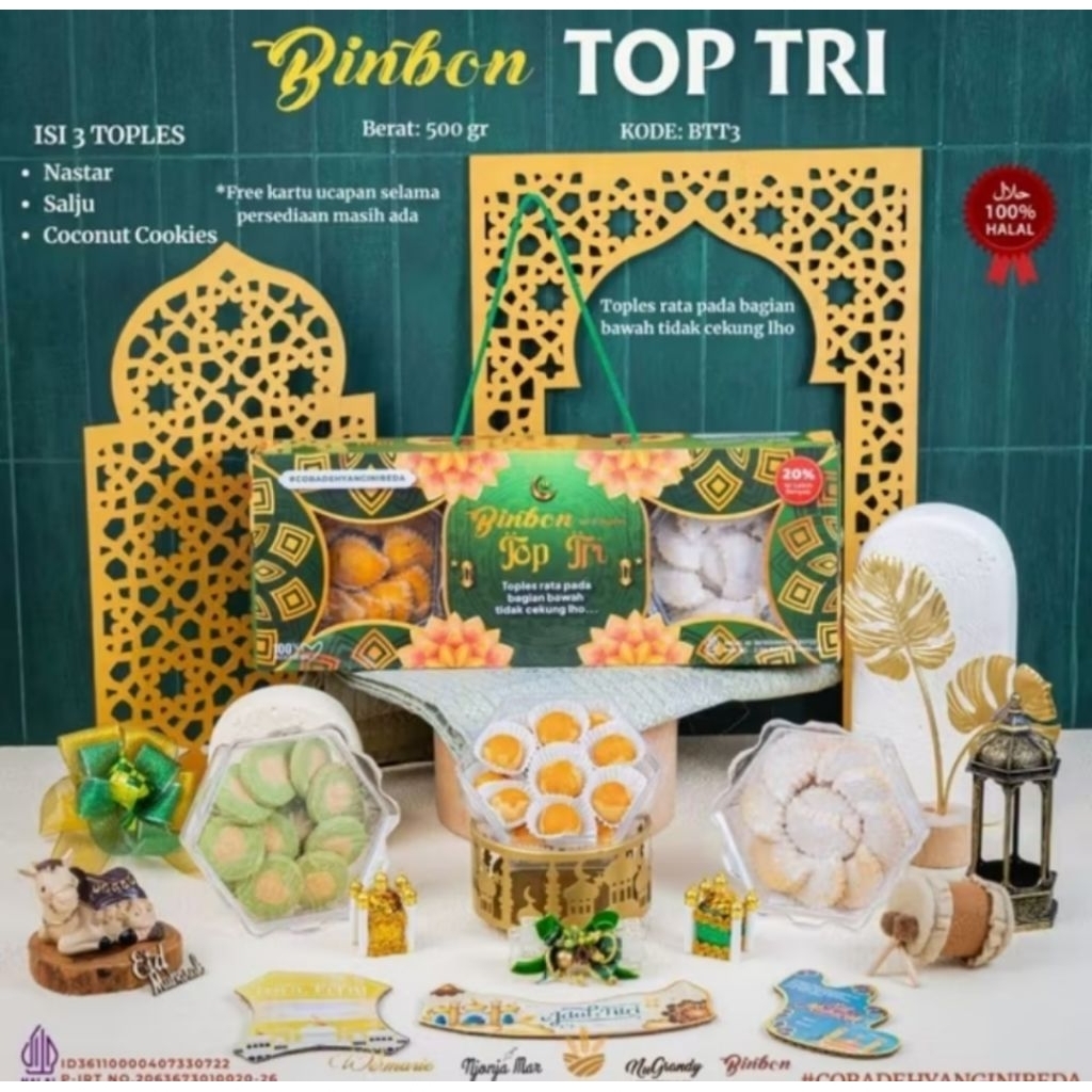 Paket Kue Lebaran Binbon Top Tri Hampers Hadiah Lebaran Kue Kering
