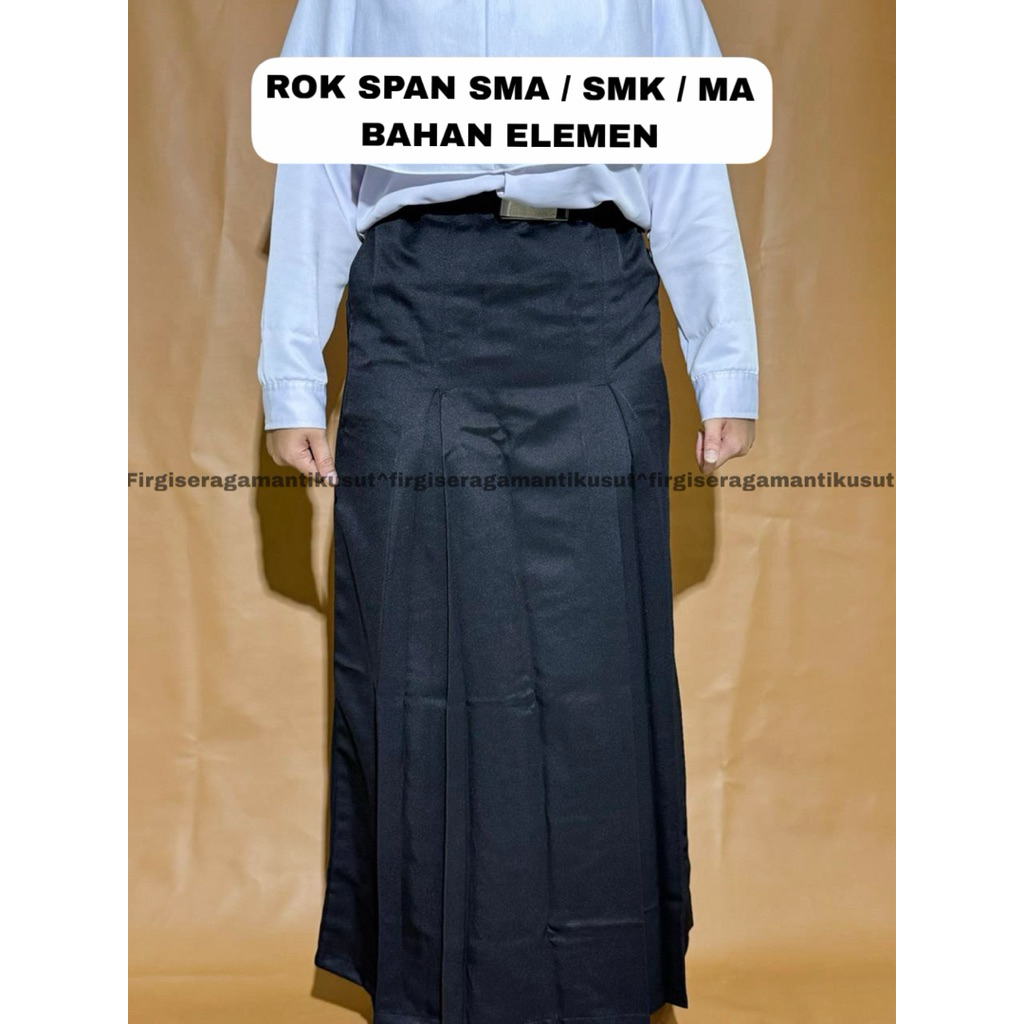 Rok sekolah span Panjang Hitam SMP/MTS rempel 2 di depan bahan elemen
