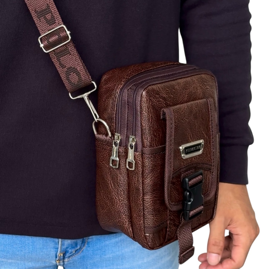 Tas HP Tas Selempang Pria Kulit Sintetis Polo Amstar Tas Handphone