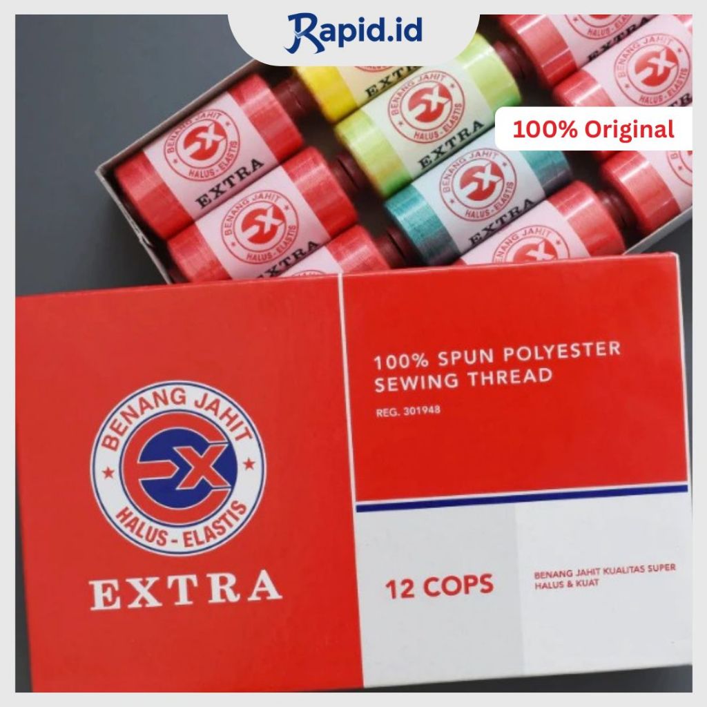 Benang Jahit Extra 500 Yard Satu Warna Satu Lusin (12 pcs) untuk perlengkapan jahit