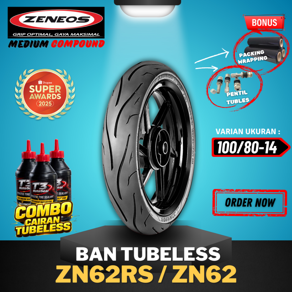 .[READY COD] BAN ZENEOS ZN62RS / ZN62 RING 14 100/80-14 / BAN TUBELESS ZENEOS RING 14 /  BAN MOTOR M