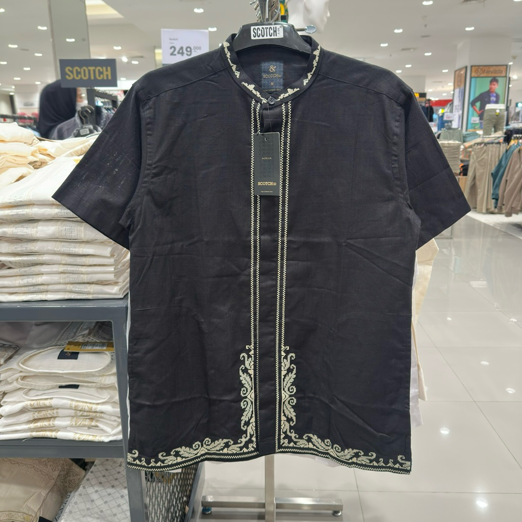 Scotch Atasan Baju Kemeja Koko Pria Motif Bordir Mewah - Jastip Mall