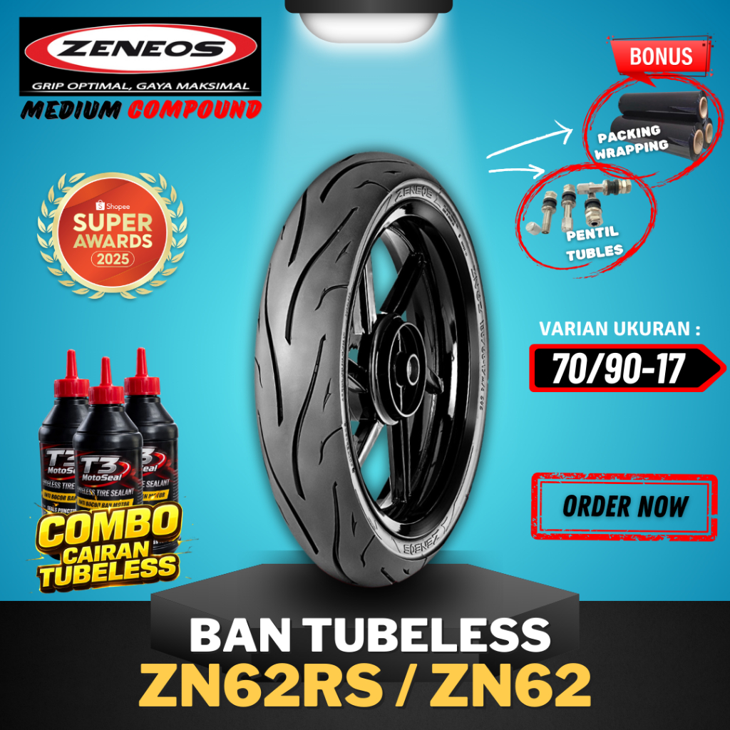 .[READY COD] BAN ZENEOS ZN62RS / ZN62 RING 17 70/90-17 / BAN TUBELESS ZENEOS RING 17 /  BAN MOTOR BE