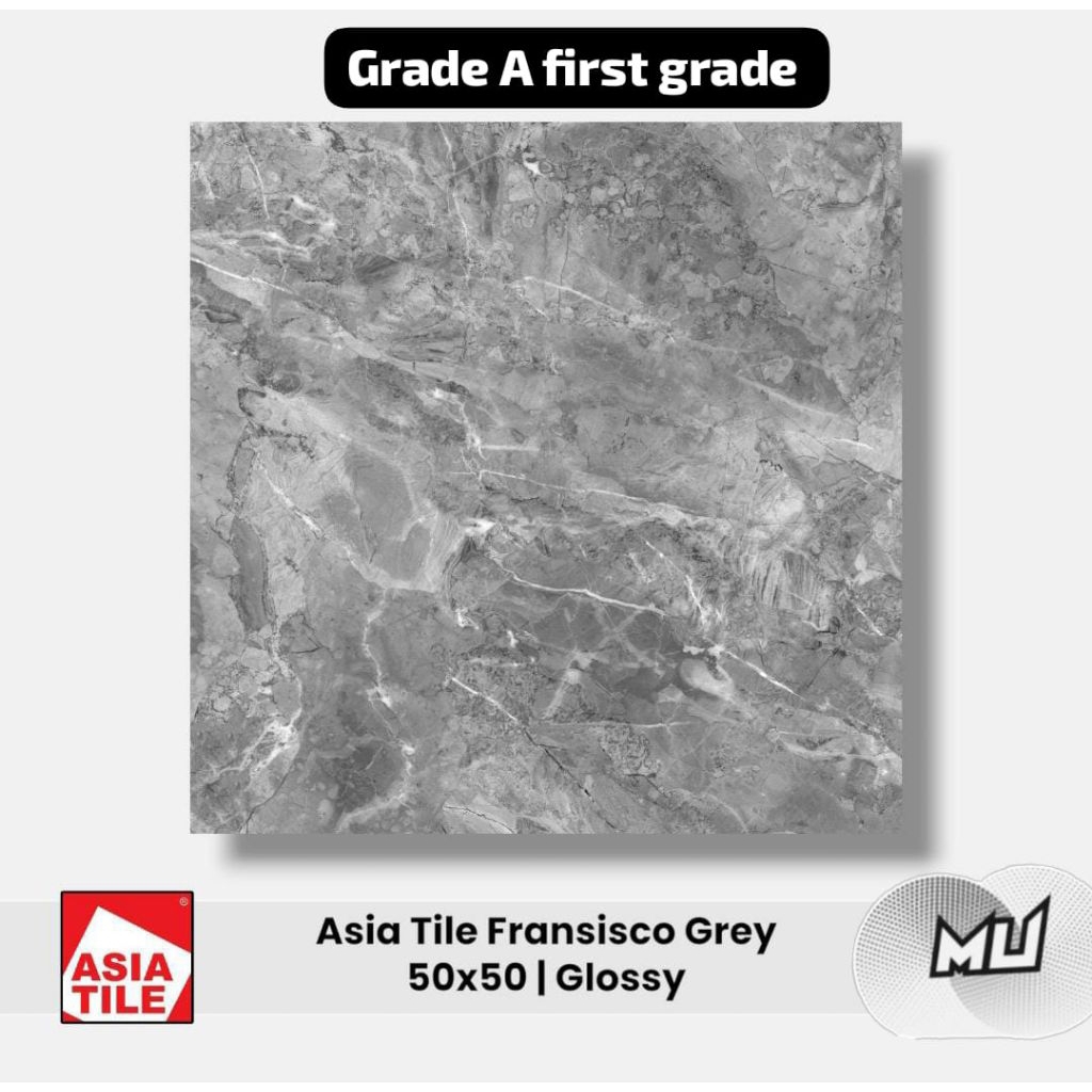 keramik lantai 50x50 Fransisco grey Glosy ( asia tile )